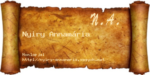 Nyiry Annamária névjegykártya